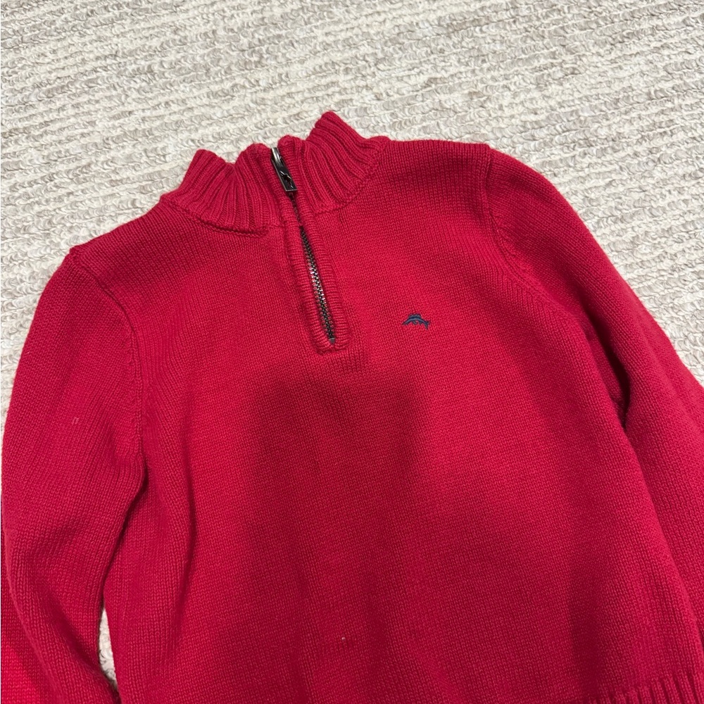 Tommy Bahama Boys Red Quarter-Zip Sweater - Picture 2 of 5